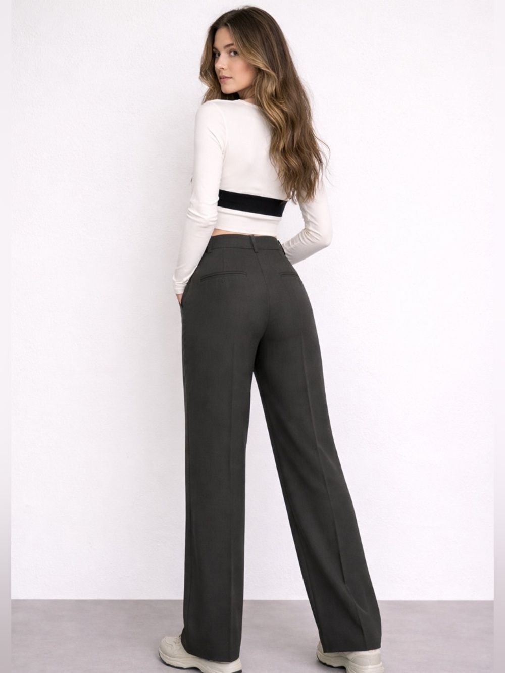 ZARA Francoise Olive Green High Rise Trouser Pants Size Large - Picture 5 of 9